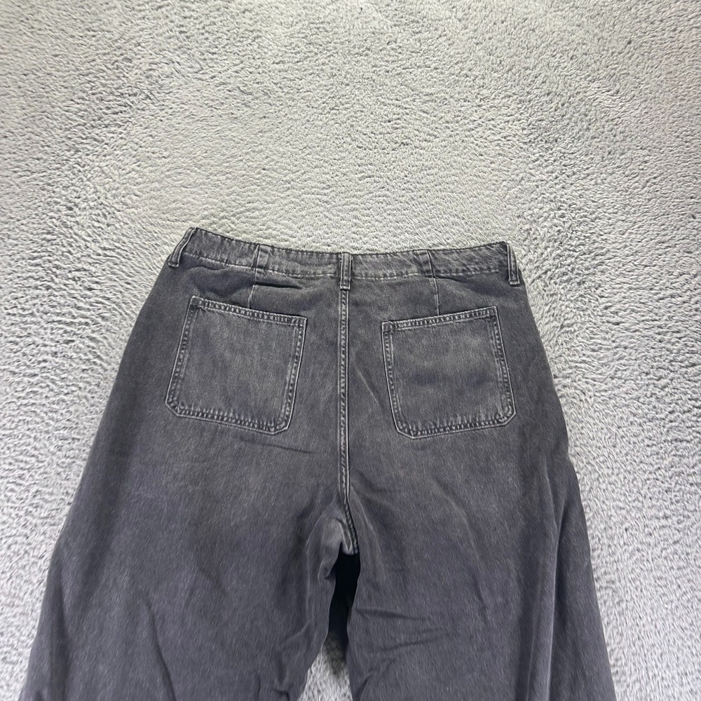 Old Navy Drapey Jeans Women 16 Gray Cotton Denim Wide-Leg Faded High-Rise Baggy - Picture 6 of 11
